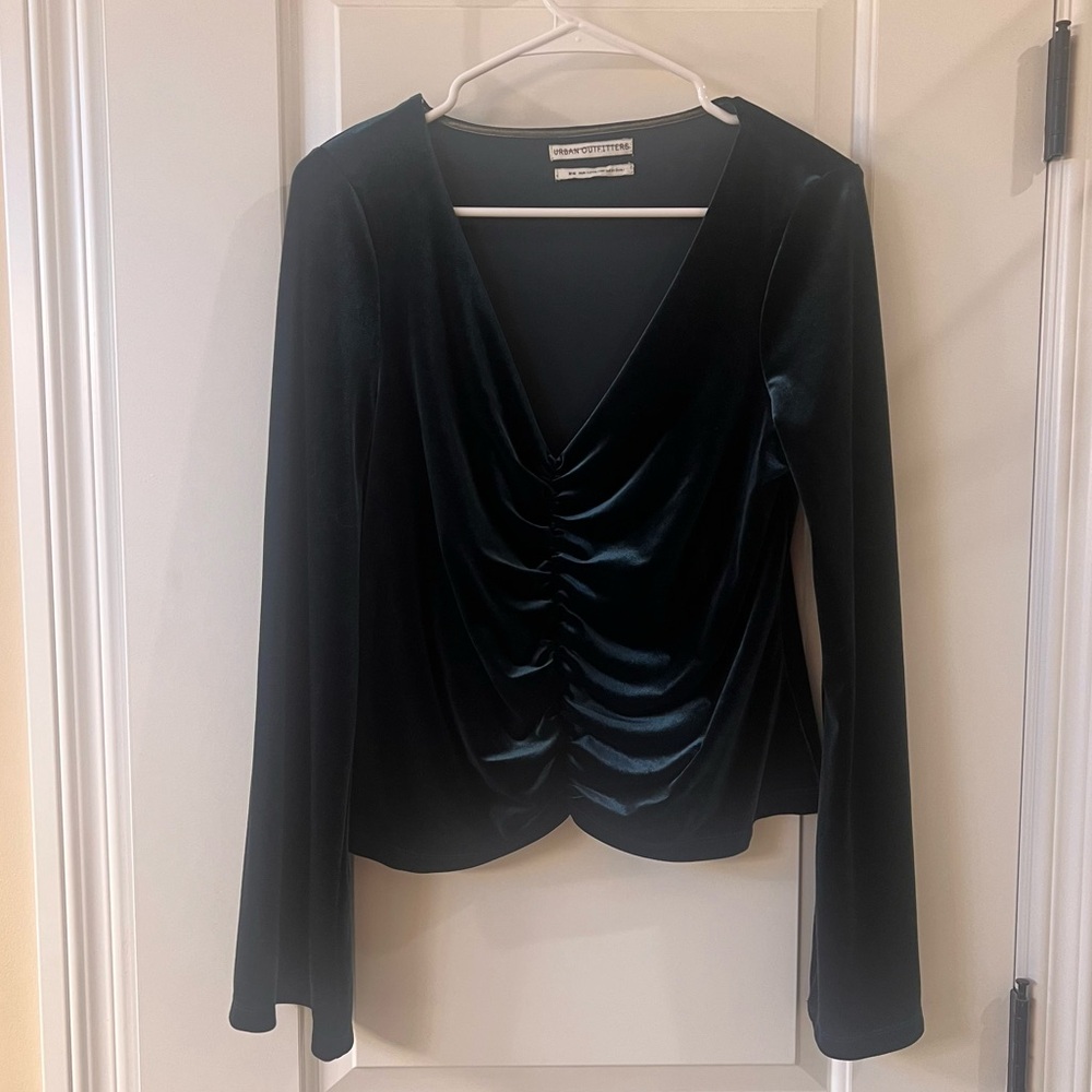 Urban Outfitters medium green velvet UO Velvet long sleeve Top